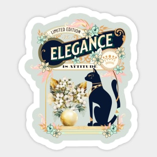 Elegance is Attitude, Cat Lover Sticker